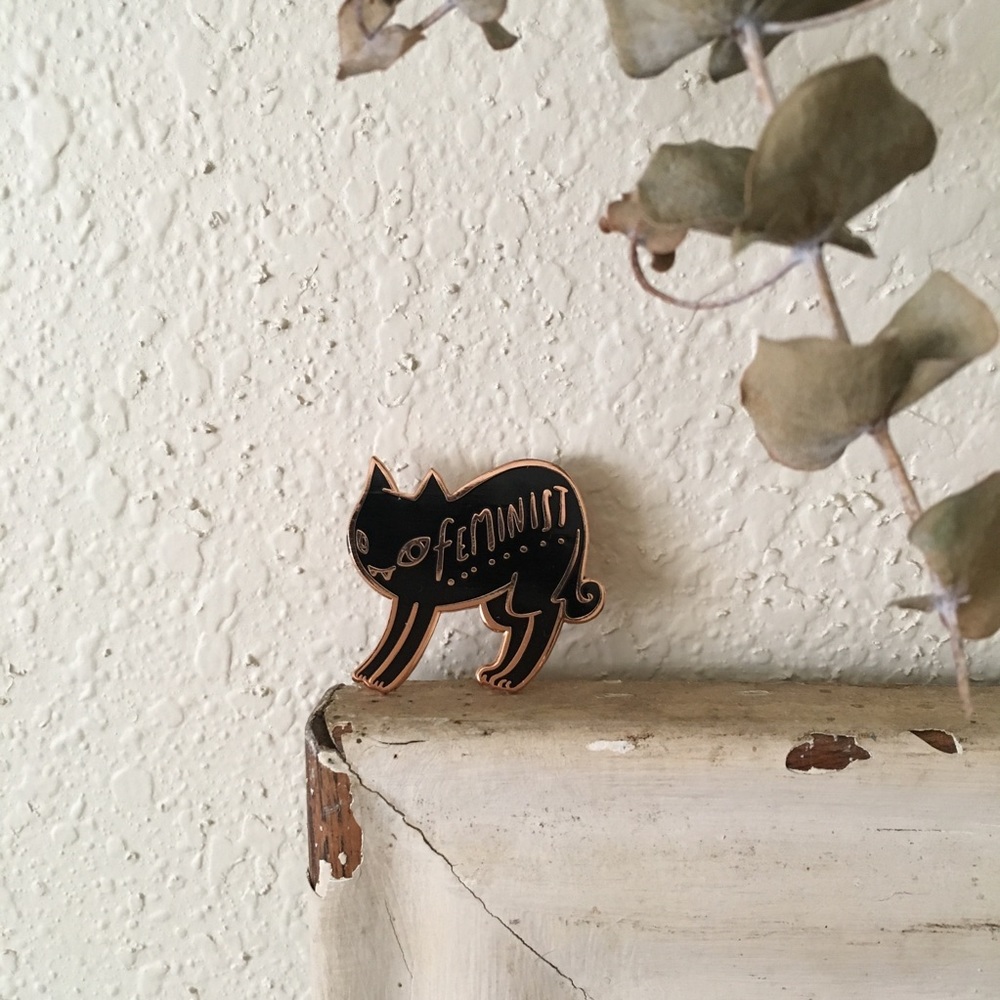 Feminist Black Cat Enamel Pin